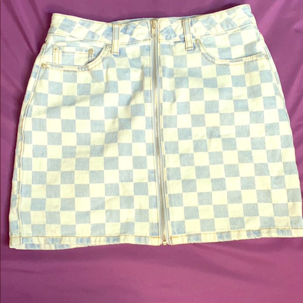 Denim checkerboard skirt💕.